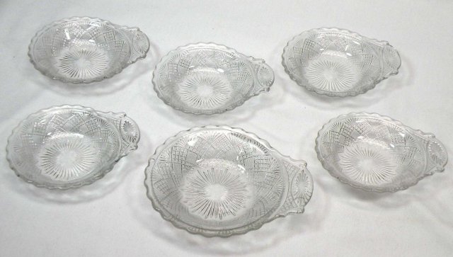 6 PORTLAND EAPG Handled Sauce Dish DIAMOND and SUNBURST