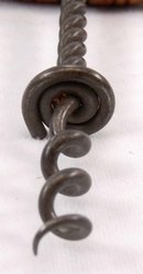 Antique CORKSCREW w/ Turned Wood Handle, Twisted Wire