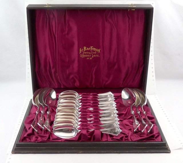 Gorham ROSETTE Sterling 1868 JOS BACHMAN NY Fitted Case