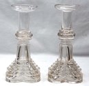 RARE Antique Pair BOSTON & SANDWICH Glass Candlesticks1