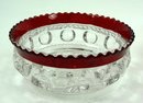 4 ADAMS Ruby Stained KINGS CROWN Berry Bowls c 1880