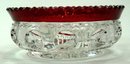 4 ADAMS Ruby Stained KINGS CROWN Berry Bowls c 1880