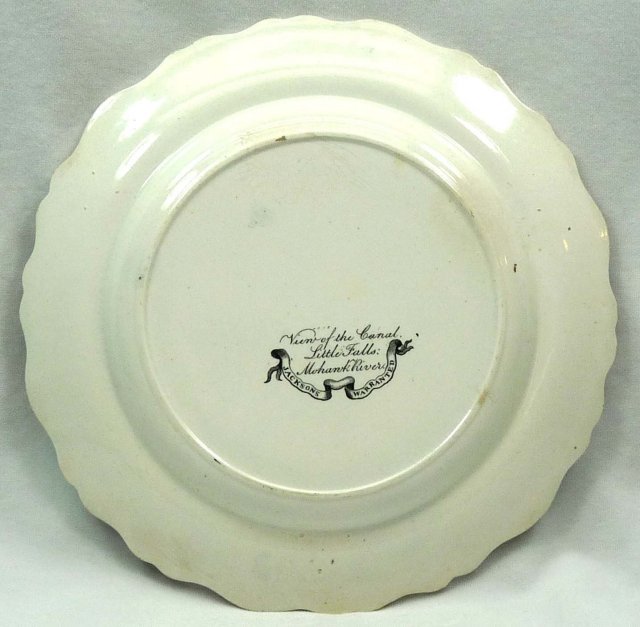 JACKSON Black Transferware CANAL LITTLE FALLS MOHAWK Plate