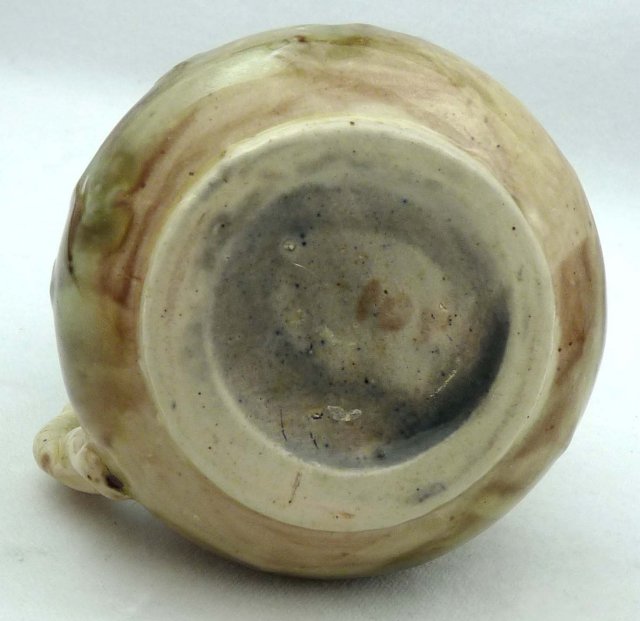 Old MAJOLICA Pewter Lid Syrup Pitcher w/ Pink Interior