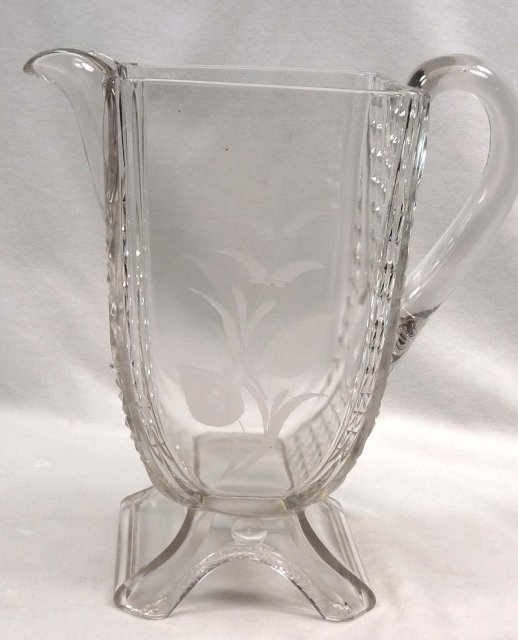 EAPG ASHMAN CROSSROADS ETCHED FERN Water Pitcher c 1886