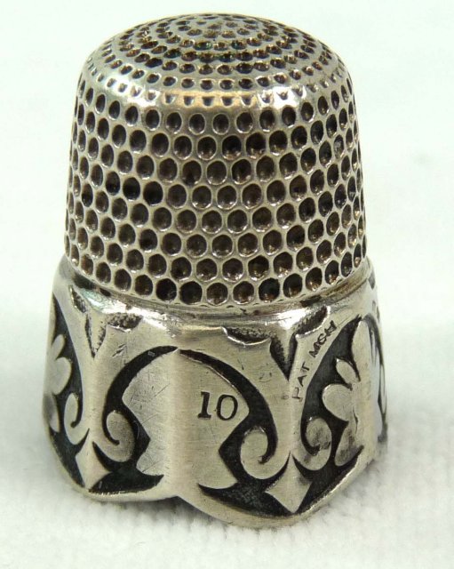 ORNATE Hallmarked STERLING SILVER Thimble Pat. 1891