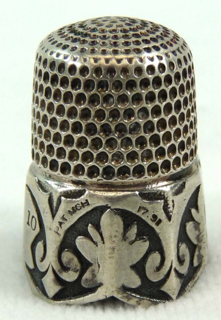ORNATE Hallmarked STERLING SILVER Thimble Pat. 1891