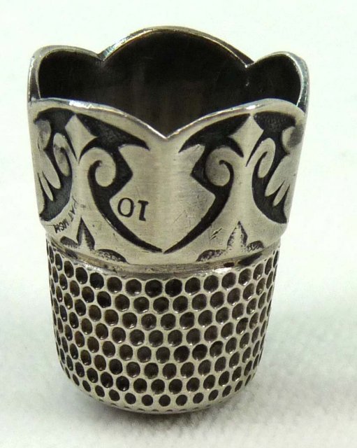 ORNATE Hallmarked STERLING SILVER Thimble Pat. 1891