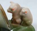 Old German 2 PINK PIGS with Phonograph Horn Dish