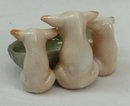 Old German Porcelain 3 PINK PIGS w/ Green Basket