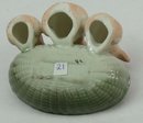Old German Porcelain 3 PINK PIGS w/ Green Basket