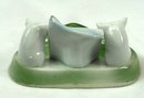 Old German Porc. 2 WHITE PIGS Sheet Music Dresser Tray