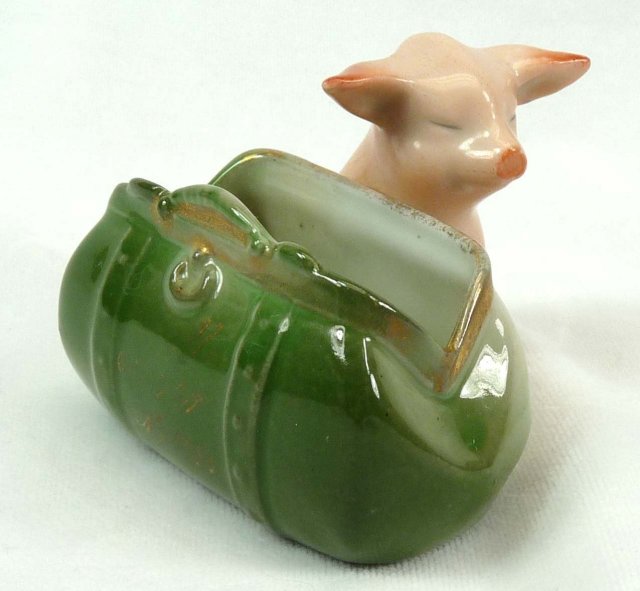Old German PINK PIG Suitcase FALL RIVER MASS Souvenir