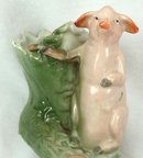 Old German Porcelain PINK PIG Toothpick Holder w/ Face