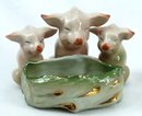 Old German Porcelain 3 PINK PIGS Trough Open Salt