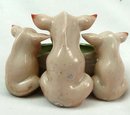 Old German Porcelain 3 PINK PIGS Trough Open Salt