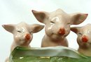 Old German Porcelain 3 PINK PIGS Trough Open Salt