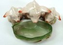Old German Porcelain 3 PINK PIGS Trough Open Salt