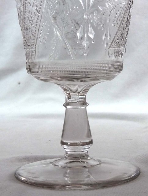 EAPG GOOD LUCK Horseshoe Pattern Glass Goblet