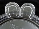 EAPG HORSESHOE GOOD LUCK Water Tray Dbl Horseshoe Handl