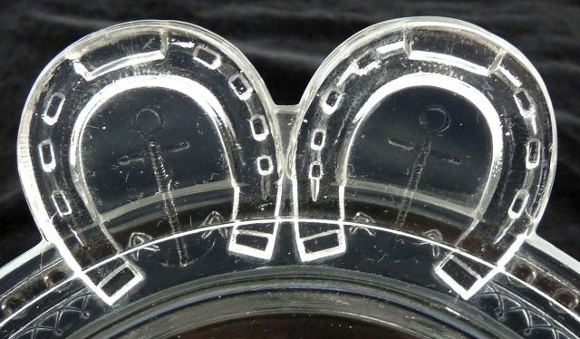 EAPG HORSESHOE GOOD LUCK Water Tray Dbl Horseshoe Handl