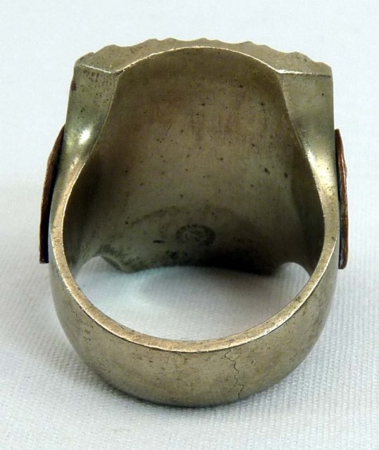 Vintage Mexican Souvenir Indian Head Ring Enamel Headdress