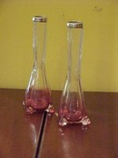 PR OF ENGLISH CRANBERRY TO CLEAR BUD VASES