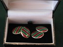 STERLING AND ENAMEL STRIPED CUFFLINKS