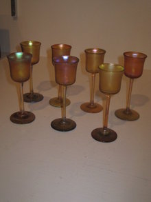TIFFANY FAVRILE GLASS LIQUER/CORDIAL STEMS