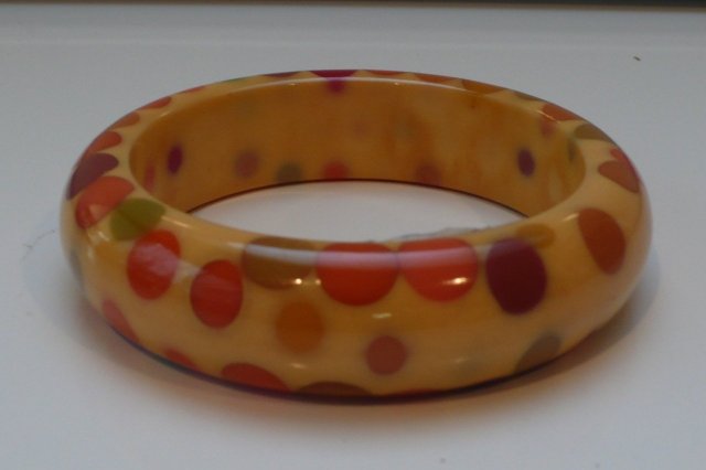 Bakelite Vintage Multi Colored Dot Bangle