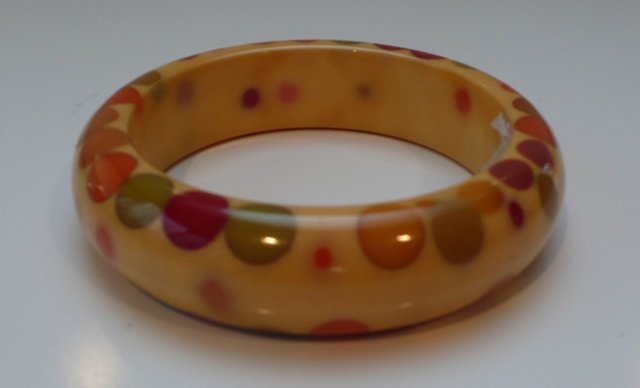 Bakelite Vintage Multi Colored Dot Bangle