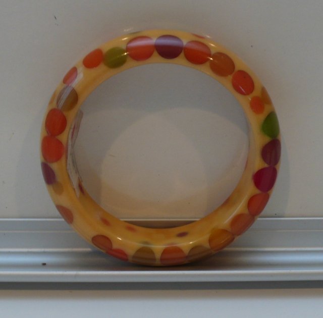 Bakelite Vintage Multi Colored Dot Bangle