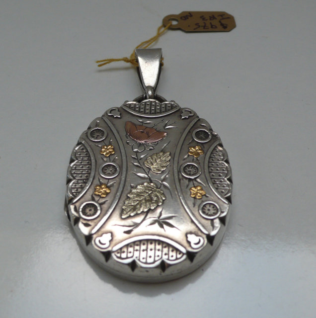 Victorian Sterling Silver Locket Gold Overlay