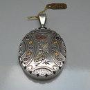 Victorian Sterling Silver Locket Gold Overlay