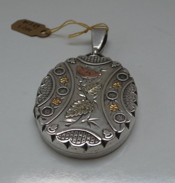 Victorian Sterling Silver Locket Gold Overlay