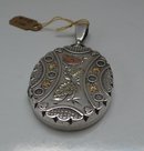 Victorian Sterling Silver Locket Gold Overlay