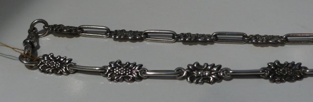 Victorian Sterling Silver Necklace with Coin Pendent