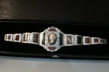 Victorian Scottish Agate Cameo Stirling Bracelet