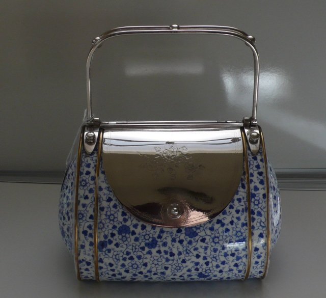 Fabulous Silver Plate/China Pocket Book Biscuit Box