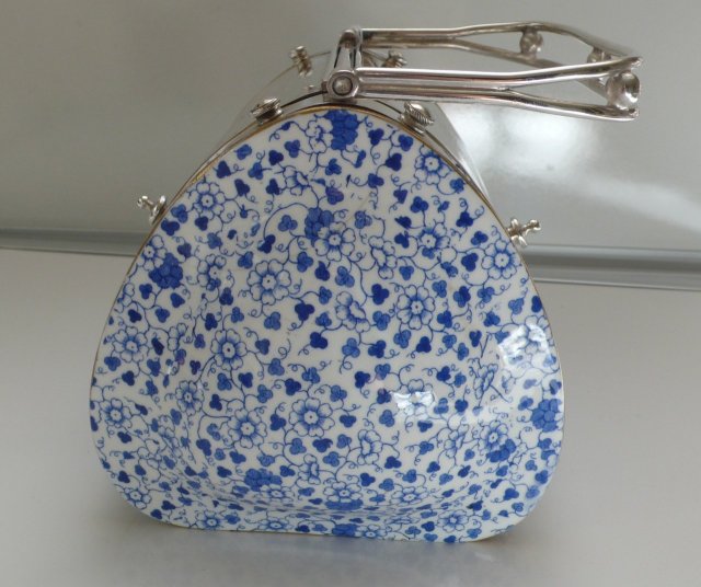 Fabulous Silver Plate/China Pocket Book Biscuit Box