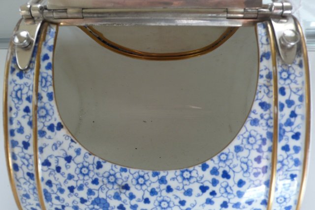 Fabulous Silver Plate/China Pocket Book Biscuit Box