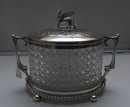 Vctorian Silver Plate and Cut Glass Biscuit Box