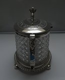 Vctorian Silver Plate and Cut Glass Biscuit Box