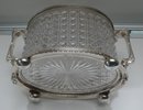 Vctorian Silver Plate and Cut Glass Biscuit Box