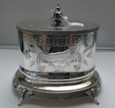 Victorian Silver Plate Oval Biscuit Box