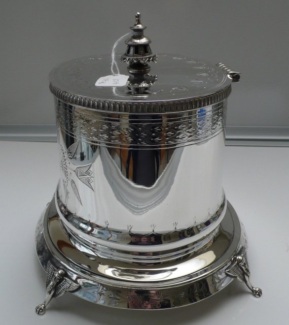 Victorian Silver Plate Oval Biscuit Box