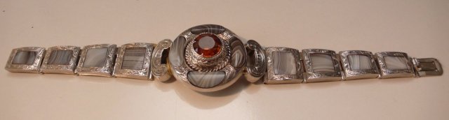 Victorian Sterling Agate Bracelet
