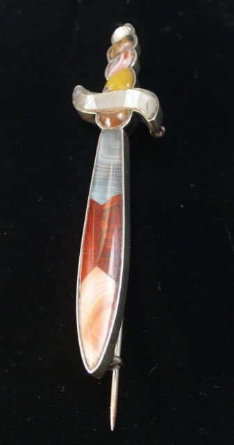 Victorian Scottish Agate Dirk Brooch