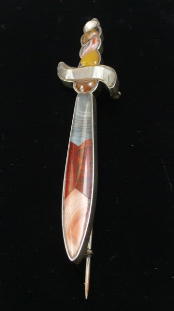 Victorian Scottish Agate Dirk Brooch