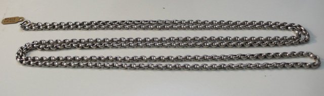 Victorian Sterling Long Guard Chain Necklace